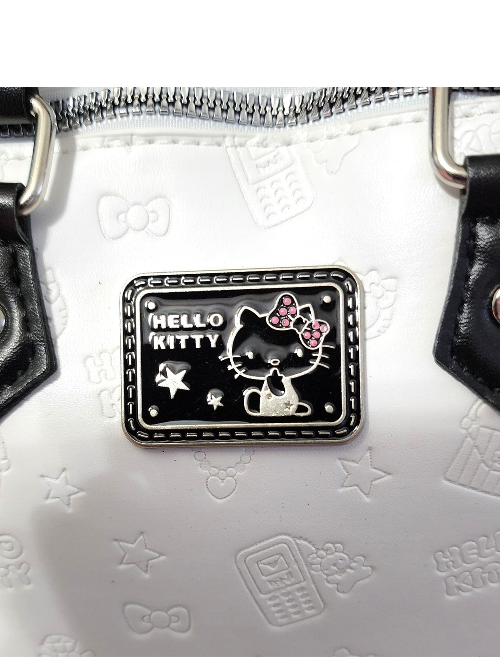Hello Kitty White and Black Dome Satchel Crossbody Shoulder Bag - Picture 8 of 12